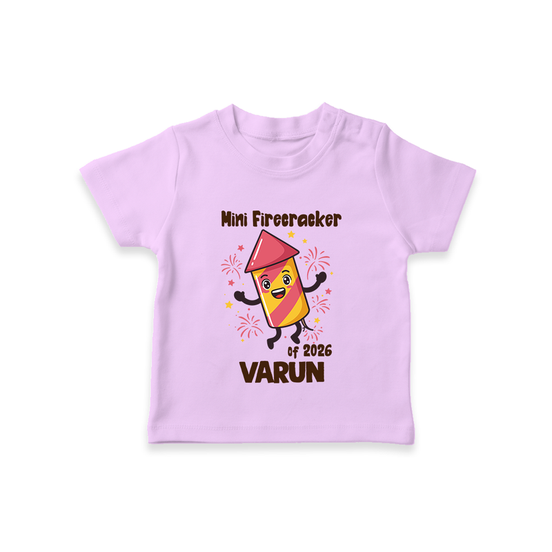 Mini Firecracker of 2026| Customized T-Shirt for Kids - LILAC - 0-5 Months Old (Chest 17")