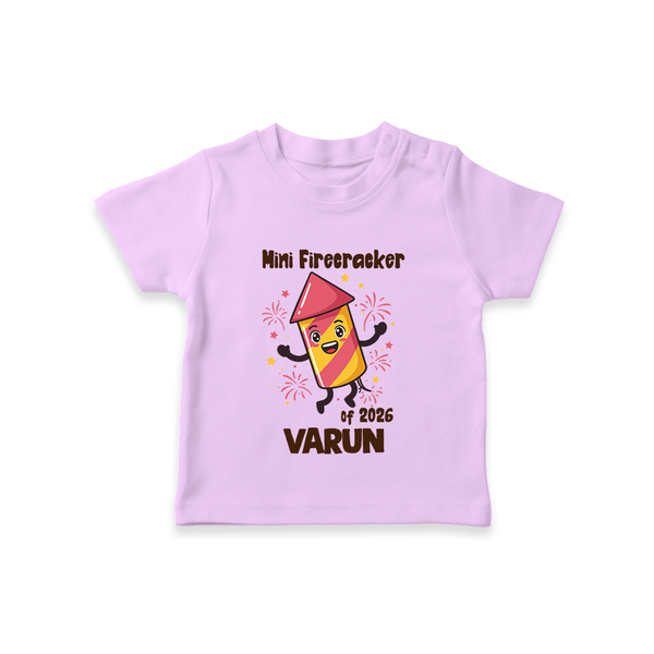 Mini Firecracker of 2026| Customized T-Shirt for Kids - LILAC - 0-5 Months Old (Chest 17")