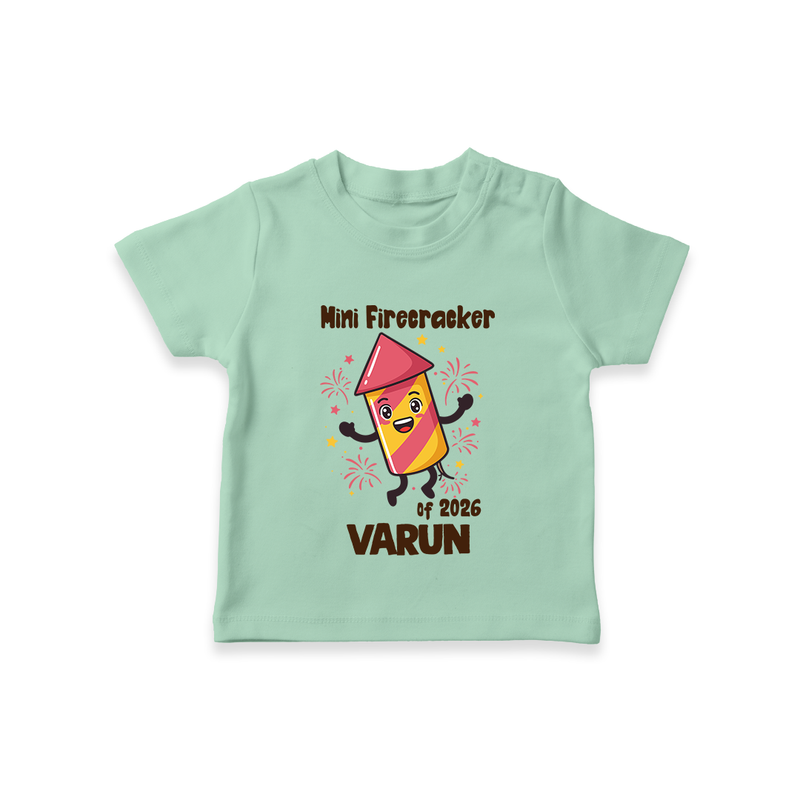 Mini Firecracker of 2026| Customized T-Shirt for Kids - MINT GREEN - 0-5 Months Old (Chest 17")