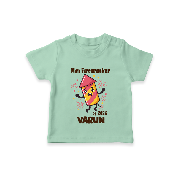 Mini Firecracker of 2026| Customized T-Shirt for Kids - MINT GREEN - 0-5 Months Old (Chest 17")