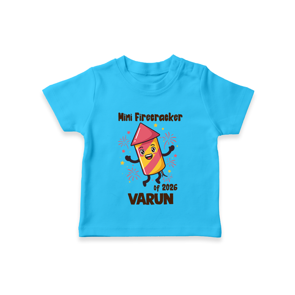 Mini Firecracker of 2026| Customized T-Shirt for Kids - SKY BLUE - 0-5 Months Old (Chest 17")