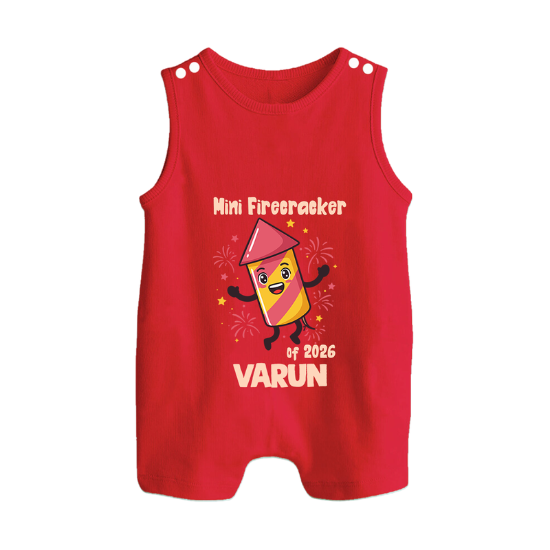 Mini Firecracker of 2026| Customized Romper Suit   - RED - 0 - 5 Months Old (Chest 18")