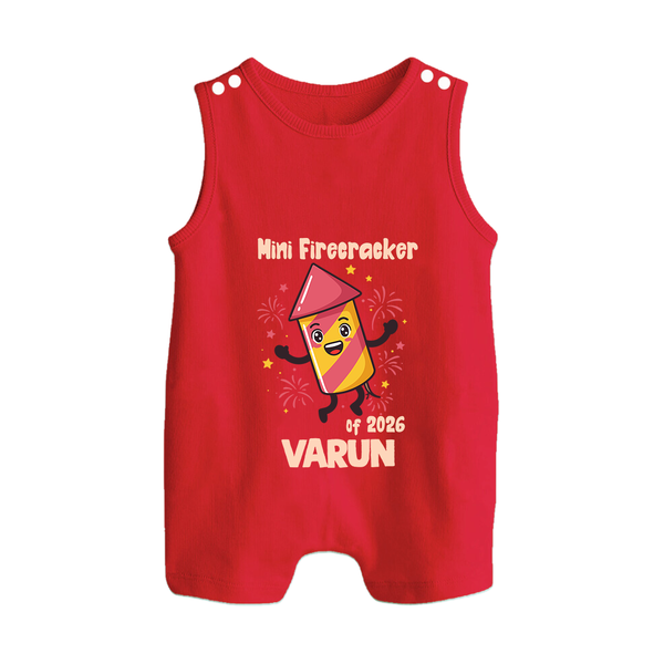 Mini Firecracker of 2026| Customized Romper Suit   - RED - 0 - 5 Months Old (Chest 18")