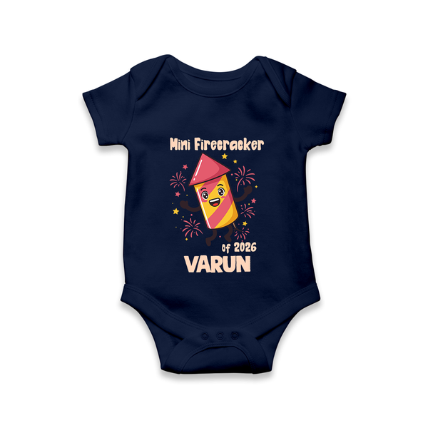Mini Firecracker of 2026| Customized Romper for Kids - NAVY BLUE - New Born (Chest 14")