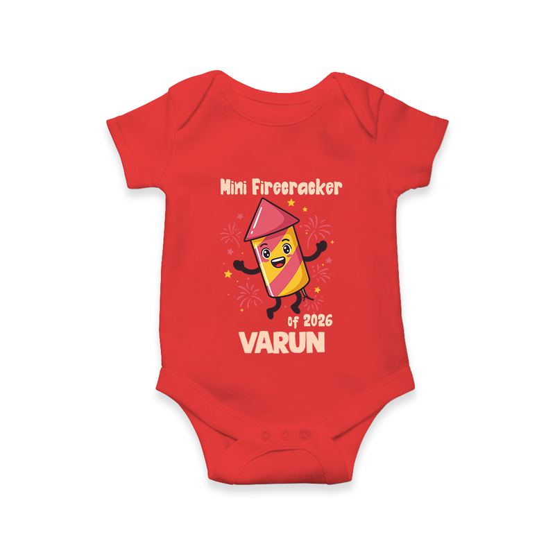Mini Firecracker of 2026| Customized Romper for Kids - RED - New Born (Chest 14")