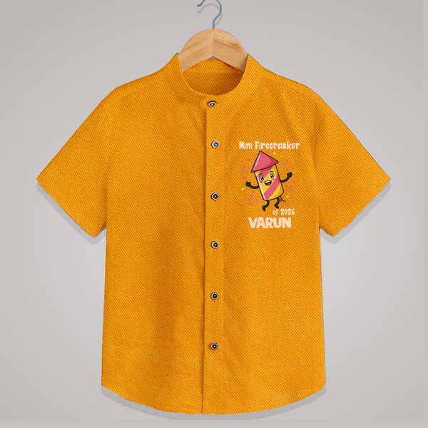 Mini Firecracker of 2026| Customized Shirt for Kids - CHROME YELLOW - 0 - 6 Months Old (Chest 23")