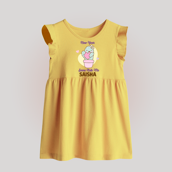 Same Cute Me Cactus | Personalised Baby Frock   - PASTEL YELLOW - 0 - 3 Months Old (Chest 17")