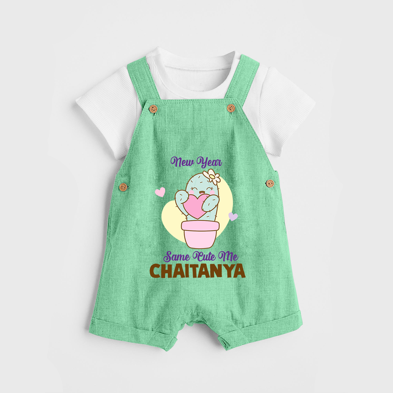Same Cute Me Cactus | Personalised Dungaree for Kids - GREEN - 0 - 5 Months Old (Chest 18")