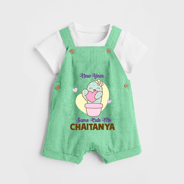 Same Cute Me Cactus | Personalised Dungaree for Kids - GREEN - 0 - 5 Months Old (Chest 18")