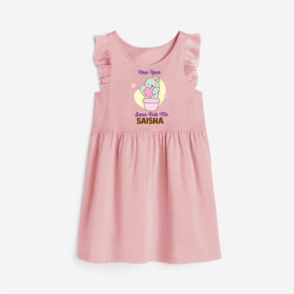 Same Cute Me Cactus | Personalised Frock for Girls - BABY PINK - 1 - 2 Years Old (Chest 22" , Full Length 22")