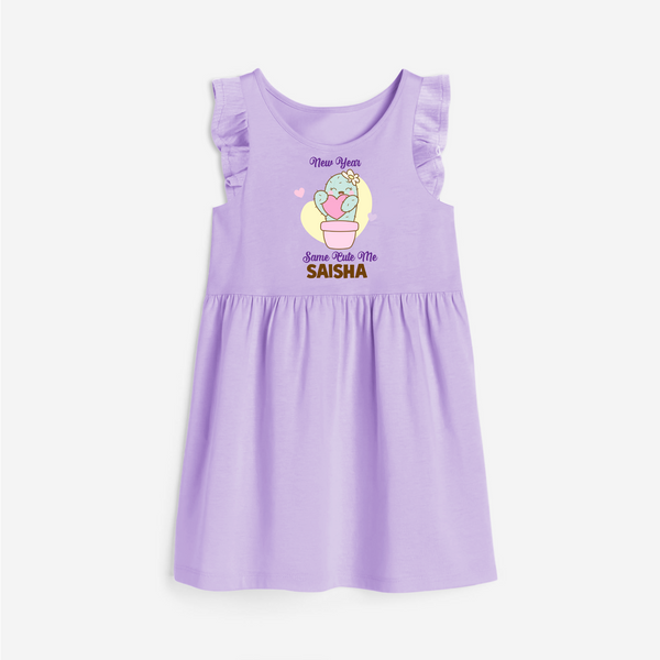 Same Cute Me Cactus | Personalised Frock for Girls - LILAC - 1 - 2 Years Old (Chest 22" , Full Length 22")