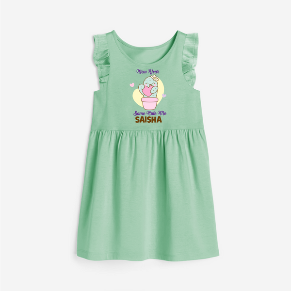 Same Cute Me Cactus | Personalised Frock for Girls - MINT GREEN - 1 - 2 Years Old (Chest 22" , Full Length 22")