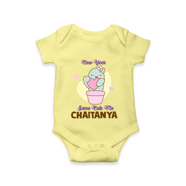 Same Cute Me Cactus | Personalised Romper for Kids - PASTEL YELLOW - New Born (Chest 14")