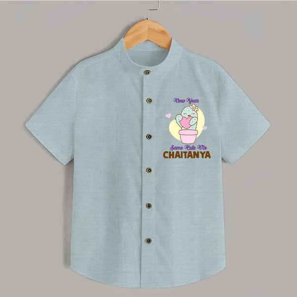 Same Cute Me Cactus | Personalised Shirt for Kids - ARCTIC BLUE - 0 - 6 Months Old (Chest 23")