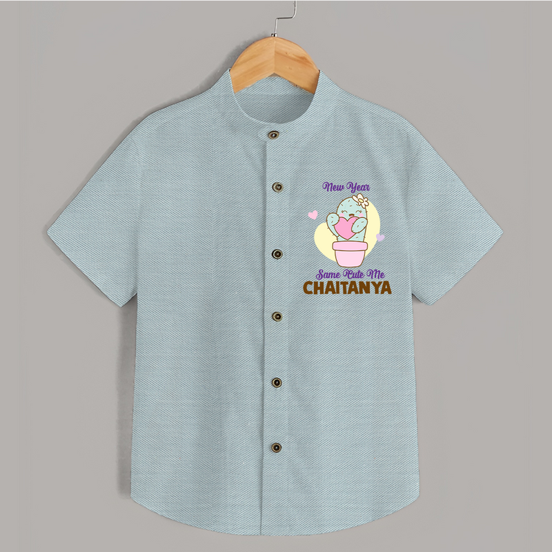 Same Cute Me Cactus | Personalised Shirt for Kids - ARCTIC BLUE - 0 - 6 Months Old (Chest 23")