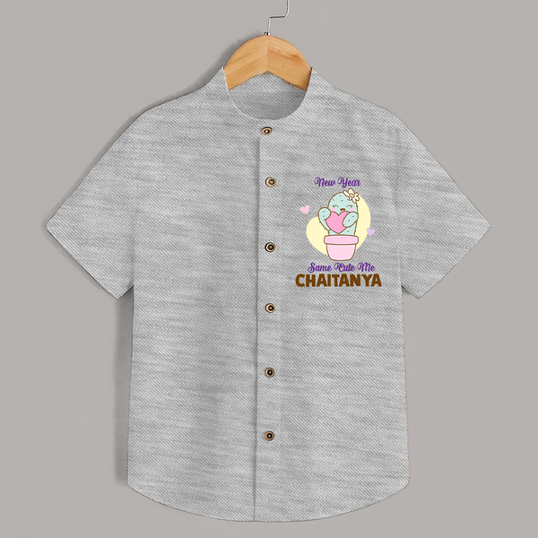 Same Cute Me Cactus | Personalised Shirt for Kids - GREY - 0 - 6 Months Old (Chest 23")