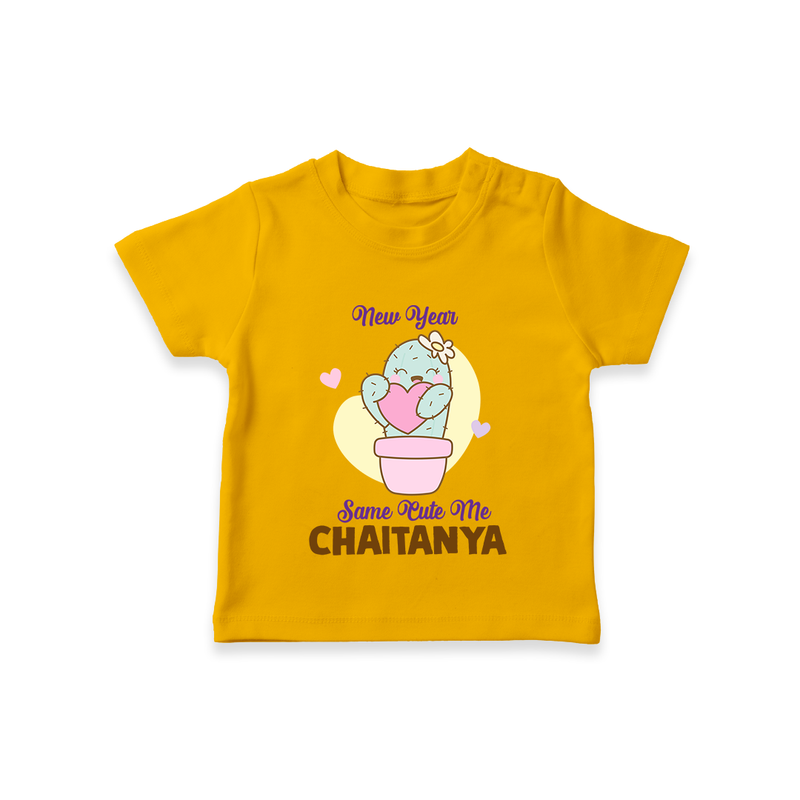 Same Cute Me Cactus | Personalised T-Shirt for Kids - CHROME YELLOW - 0-5 Months Old (Chest 17")