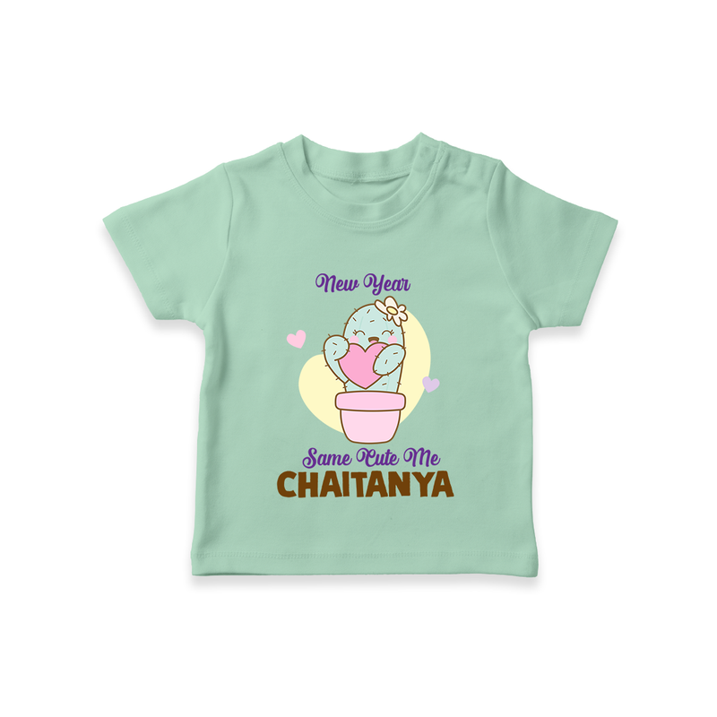 Same Cute Me Cactus | Personalised T-Shirt for Kids - MINT GREEN - 0-5 Months Old (Chest 17")