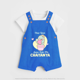 Same Cute Me Cactus | Personalised Dungaree for Kids - COBALT BLUE - 0 - 5 Months Old (Chest 18")