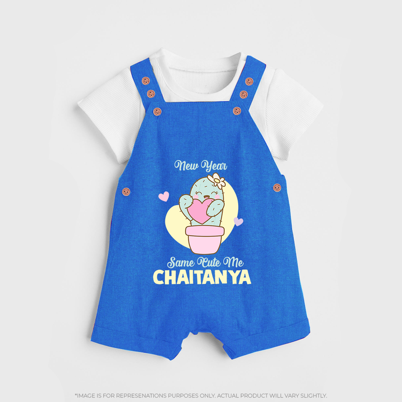 Same Cute Me Cactus | Personalised Dungaree for Kids - COBALT BLUE - 0 - 5 Months Old (Chest 18")