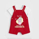Same Cute Me Cactus | Personalised Dungaree for Kids - RED - 0 - 5 Months Old (Chest 18")
