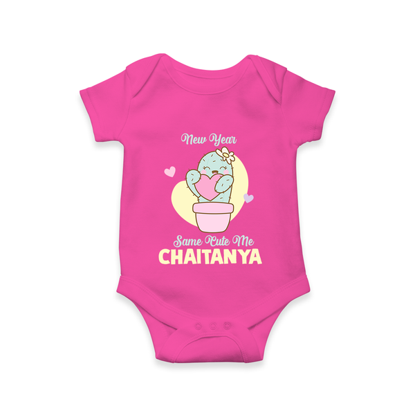 Same Cute Me Cactus | Personalised Romper for Kids - HOT PINK - New Born (Chest 14")