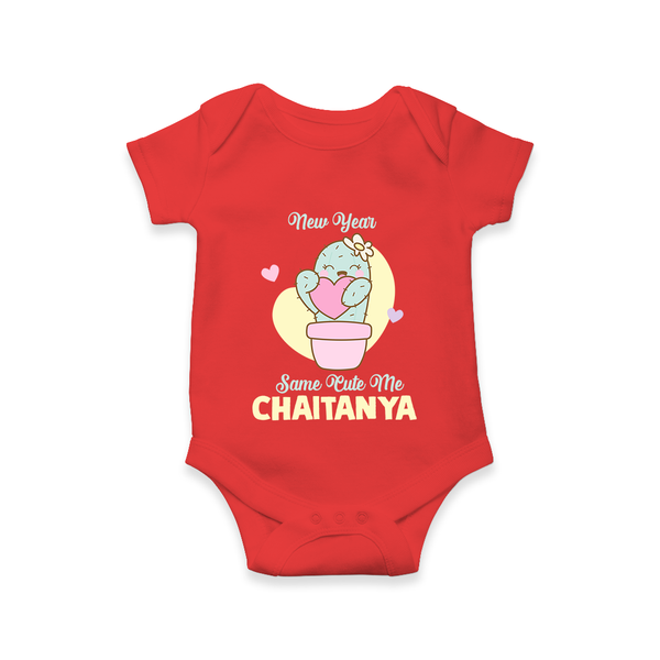 Same Cute Me Cactus | Personalised Romper for Kids - RED - New Born (Chest 14")