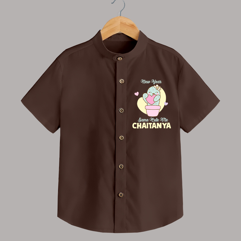 Same Cute Me Cactus | Personalised Shirt for Kids - CHOCOLATE BROWN - 0 - 6 Months Old (Chest 23")