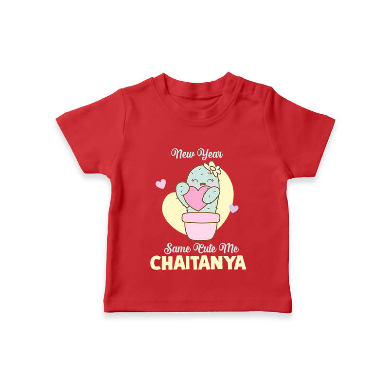 Same Cute Me Cactus | Personalised T-Shirt for Kids - RED - 0-5 Months Old (Chest 17")