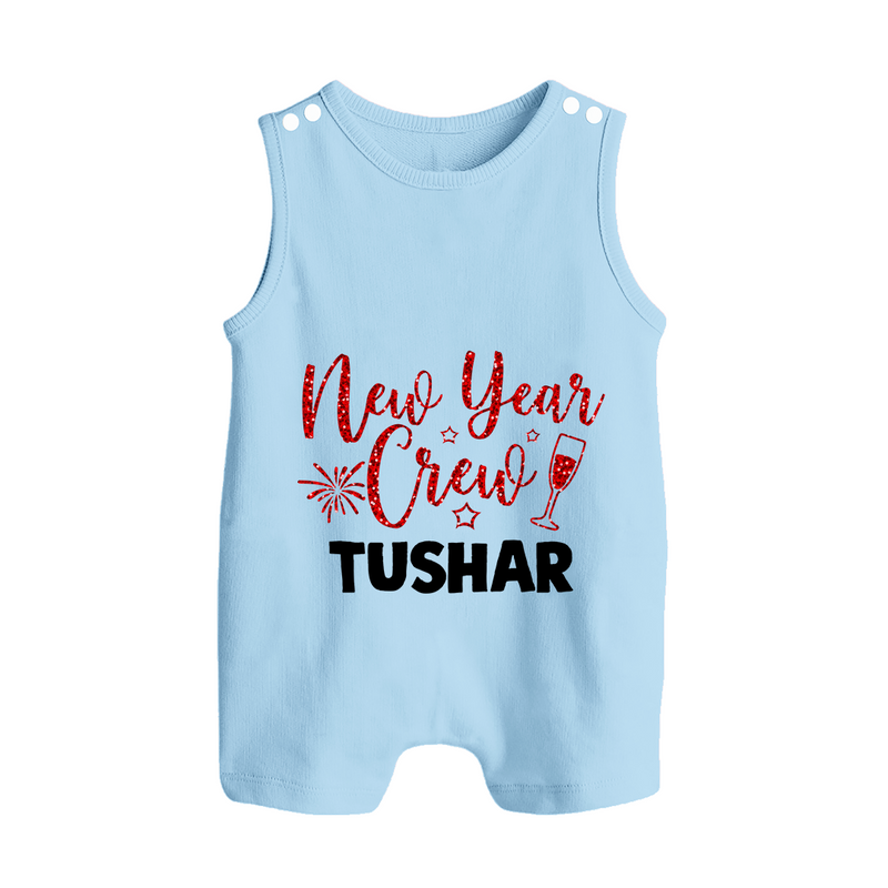 New Year Crew Gold Glitter| Customized Romper Suit   - BABY BLUE - 0 - 5 Months Old (Chest 18")