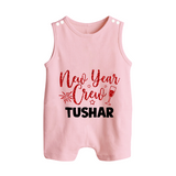 New Year Crew Gold Glitter| Customized Romper Suit   - BABY PINK - 0 - 5 Months Old (Chest 18")
