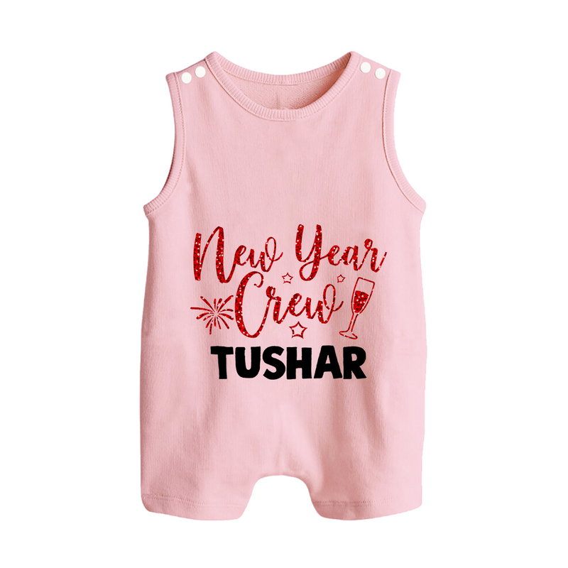 New Year Crew Gold Glitter| Customized Romper Suit   - BABY PINK - 0 - 5 Months Old (Chest 18")
