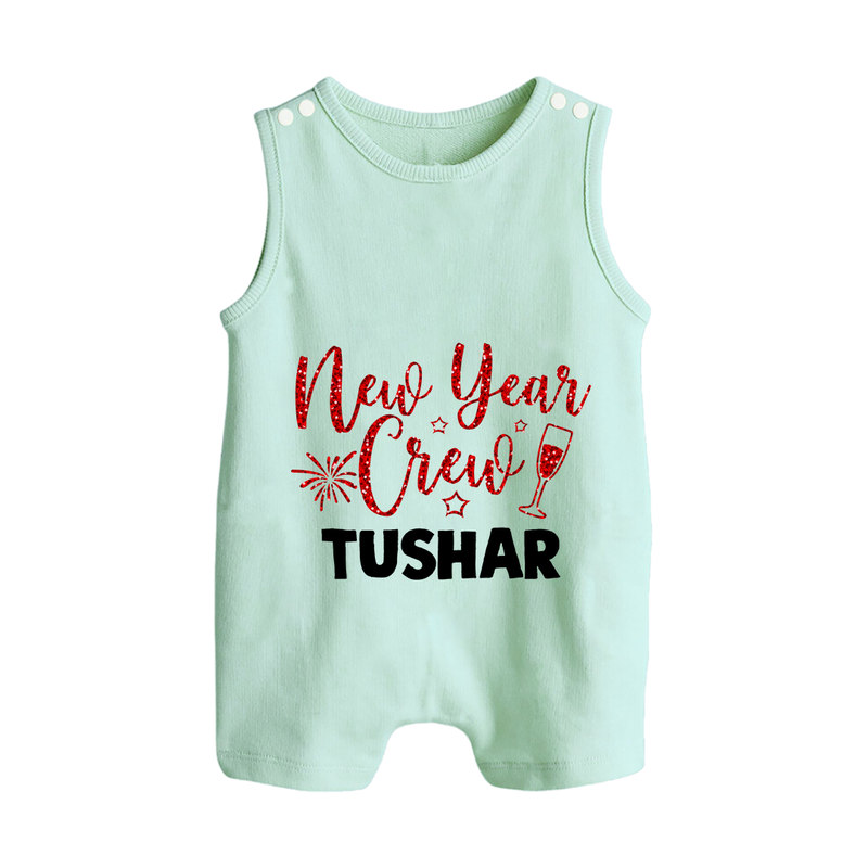 New Year Crew Gold Glitter| Customized Romper Suit   - MINT GREEN - 0 - 5 Months Old (Chest 18")