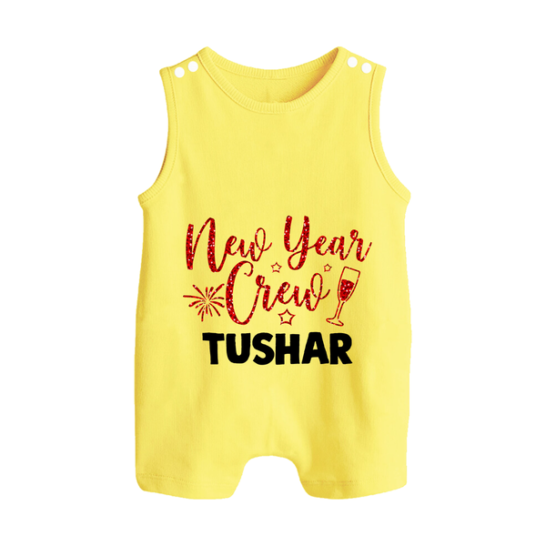 New Year Crew Gold Glitter| Customized Romper Suit   - PASTEL YELLOW - 0 - 5 Months Old (Chest 18")