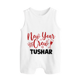 New Year Crew Gold Glitter| Customized Romper Suit   - WHITE - 0 - 5 Months Old (Chest 18")