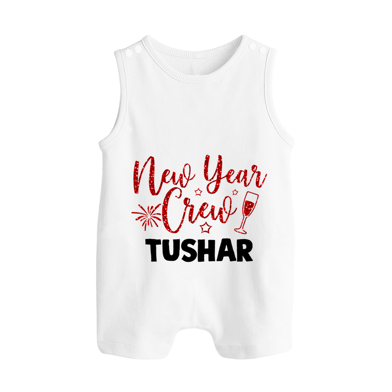New Year Crew Gold Glitter| Customized Romper Suit   - WHITE - 0 - 5 Months Old (Chest 18")