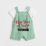 New Year Crew Gold Glitter| Customized Dungaree for Kids - MINT GREEN - 0 - 5 Months Old (Chest 18")