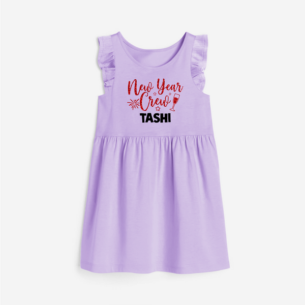 New Year Crew Gold Glitter| Customized Frock for Girls - LILAC - 1 - 2 Years Old (Chest 22" , Full Length 22")