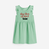 New Year Crew Gold Glitter| Customized Frock for Girls - MINT GREEN - 1 - 2 Years Old (Chest 22" , Full Length 22")