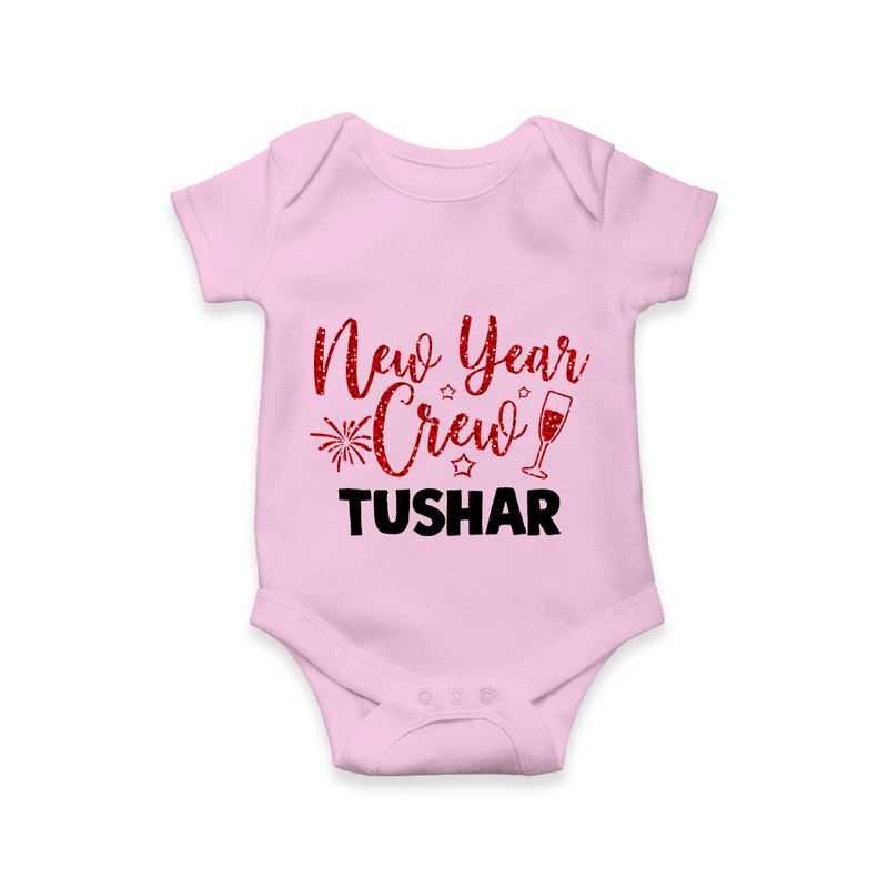 New Year Crew Gold Glitter| Customized Romper for Kids - BABY PINK - New Born (Chest 14")