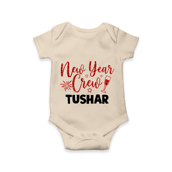 New Year Crew Gold Glitter| Customized Romper for Kids - IVORY - New Born (Chest 14")
