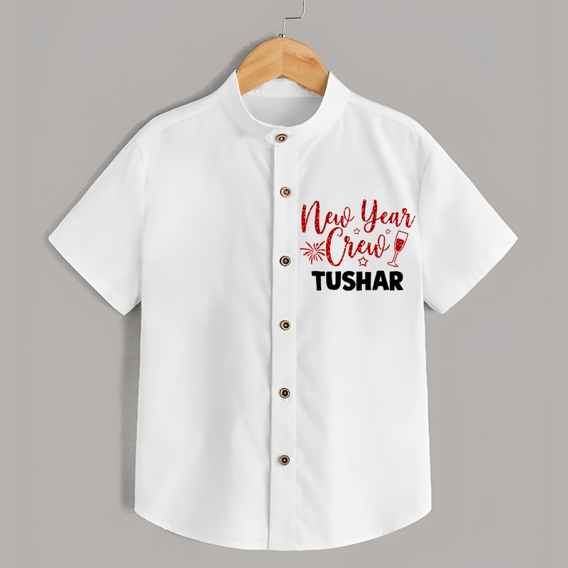 New Year Crew Gold Glitter| Customized Shirt for Kids - WHITE - 0 - 6 Months Old (Chest 23")