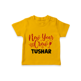 New Year Crew Gold Glitter| Customized T-Shirt for Kids - CHROME YELLOW - 0-5 Months Old (Chest 17")