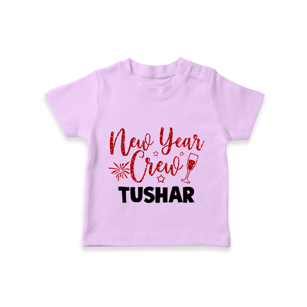 New Year Crew Gold Glitter| Customized T-Shirt for Kids - LILAC - 0-5 Months Old (Chest 17")