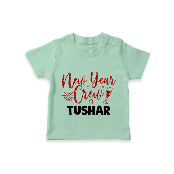 New Year Crew Gold Glitter| Customized T-Shirt for Kids - MINT GREEN - 0-5 Months Old (Chest 17")