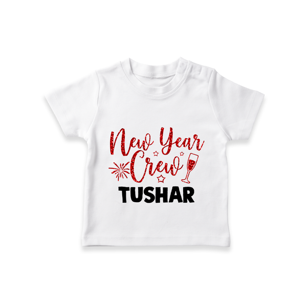 New Year Crew Gold Glitter| Customized T-Shirt for Kids - WHITE - 0-5 Months Old (Chest 17")