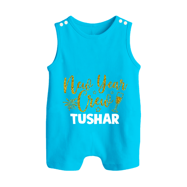 New Year Crew Gold Glitter| Customized Romper Suit   - SKY BLUE - 0 - 5 Months Old (Chest 18")