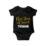 New Year Crew Gold Glitter| Customized Romper for Kids - BLACK - New Born (Chest 14")