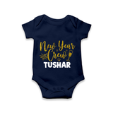 New Year Crew Gold Glitter| Customized Romper for Kids - NAVY BLUE - New Born (Chest 14")