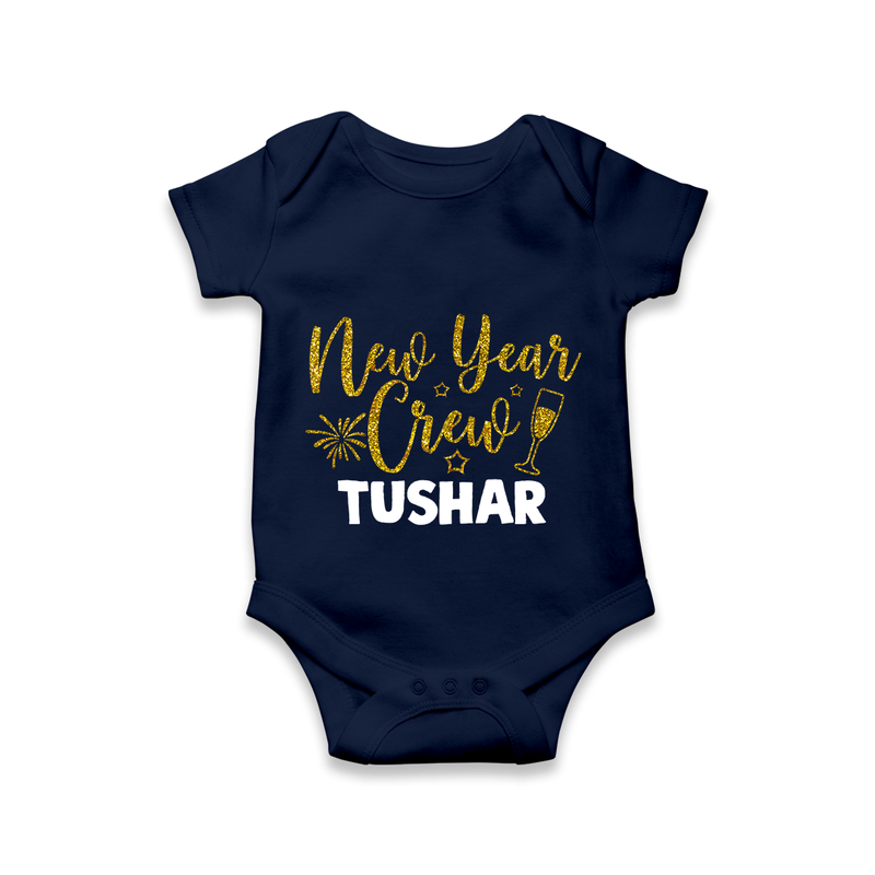 New Year Crew Gold Glitter| Customized Romper for Kids - NAVY BLUE - New Born (Chest 14")